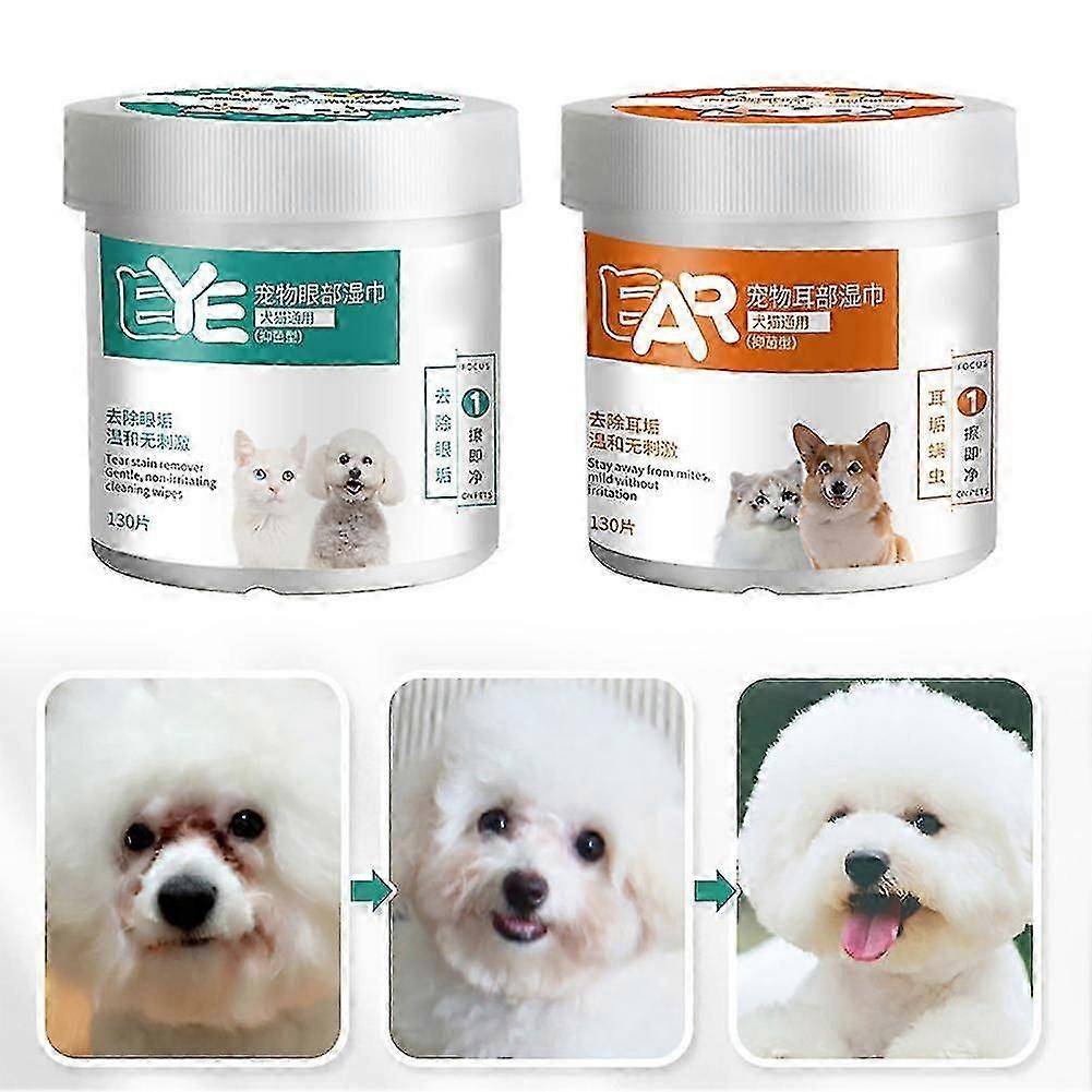 Dog Eye Wipes, Tear Stain Remover for Dogs and Cats, 130 Count Dog Eye Cleaning Wipes, Unscented & Gentle Pet Tear Wipe, Removes Dirt and Discharge