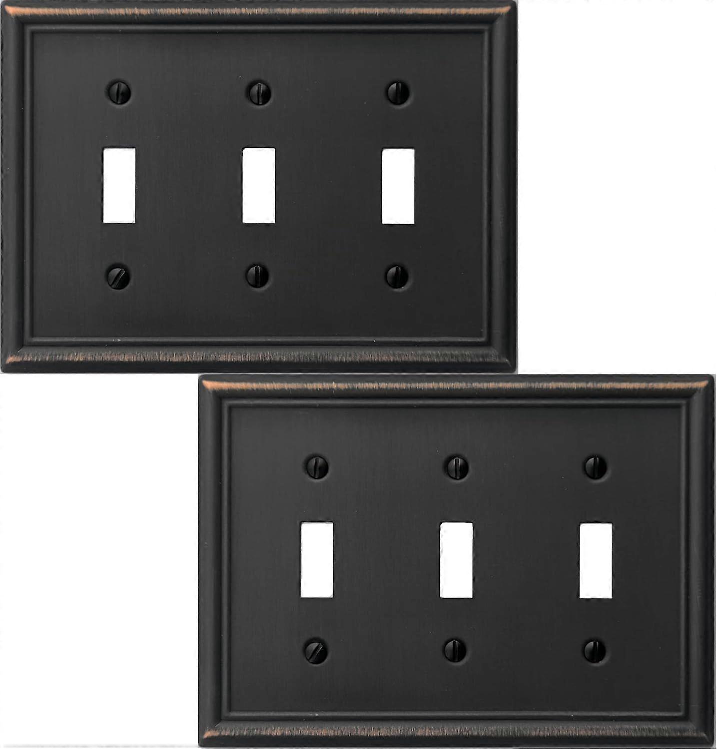 2025 Latest Model Triple Toggle Light Switch Cover Luca Metal Wall Plate, 2-Pack
