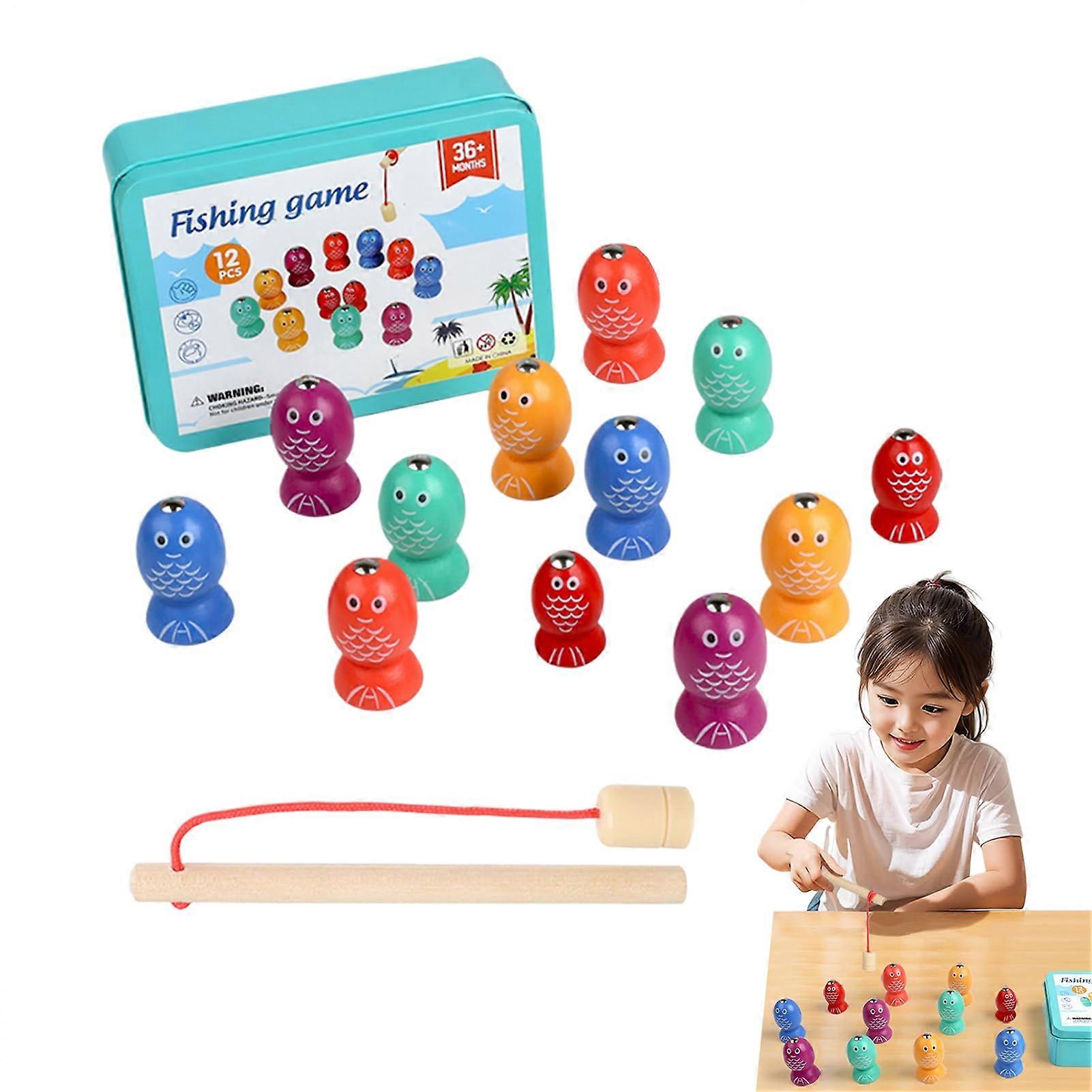Magnetic Fishing Game for Table - Educational Wooden Toy for Fine Motor Skills Development for Toddlers and Kids Ages 2-6