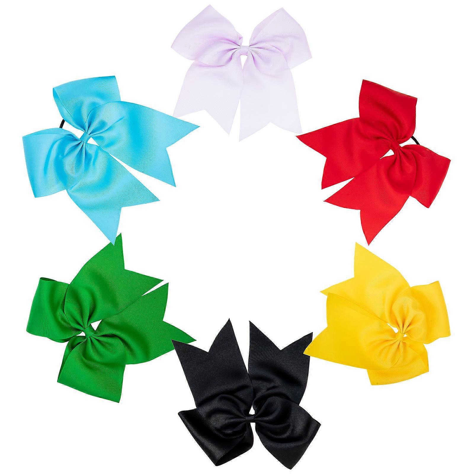6pcs Large Bow Hair Ties for Women – Elastic Ponytail Holders with Big Ribbon Bows, Soft Stretch Hair Ropes for Daily, Fashion, Party, and Travel Use