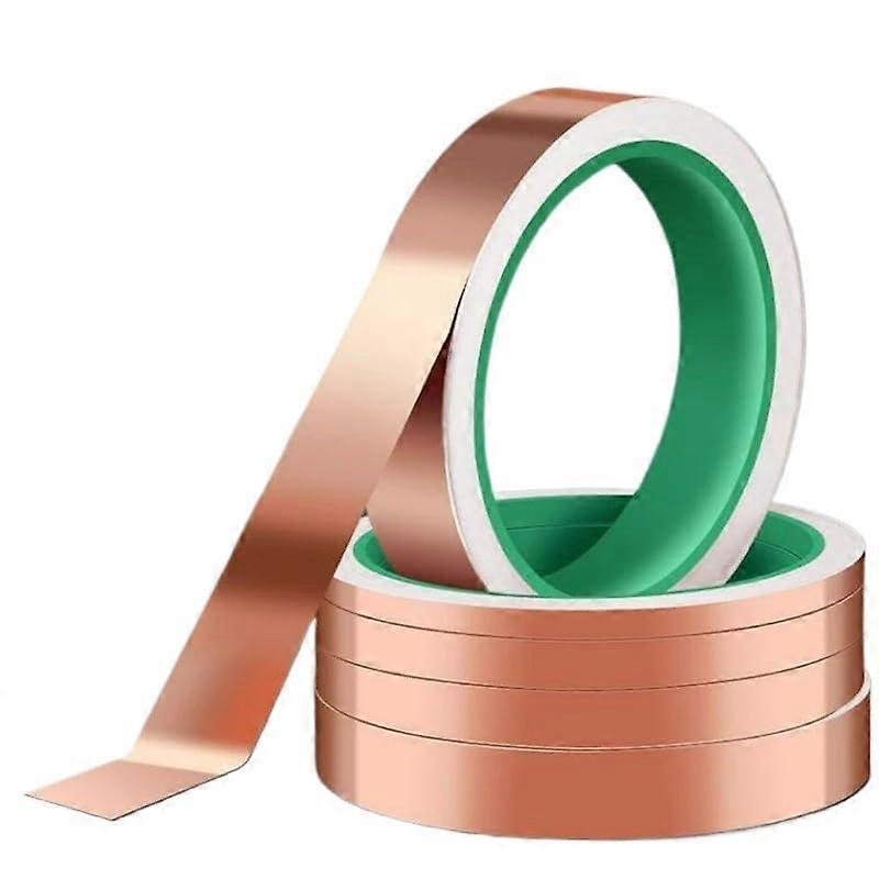 10M/20M/25M Copper Foil Tape, Conductive Shielding, Anti-Interference, Width 5-50mm, Single-Sided, Double-Sided, 6mm Option