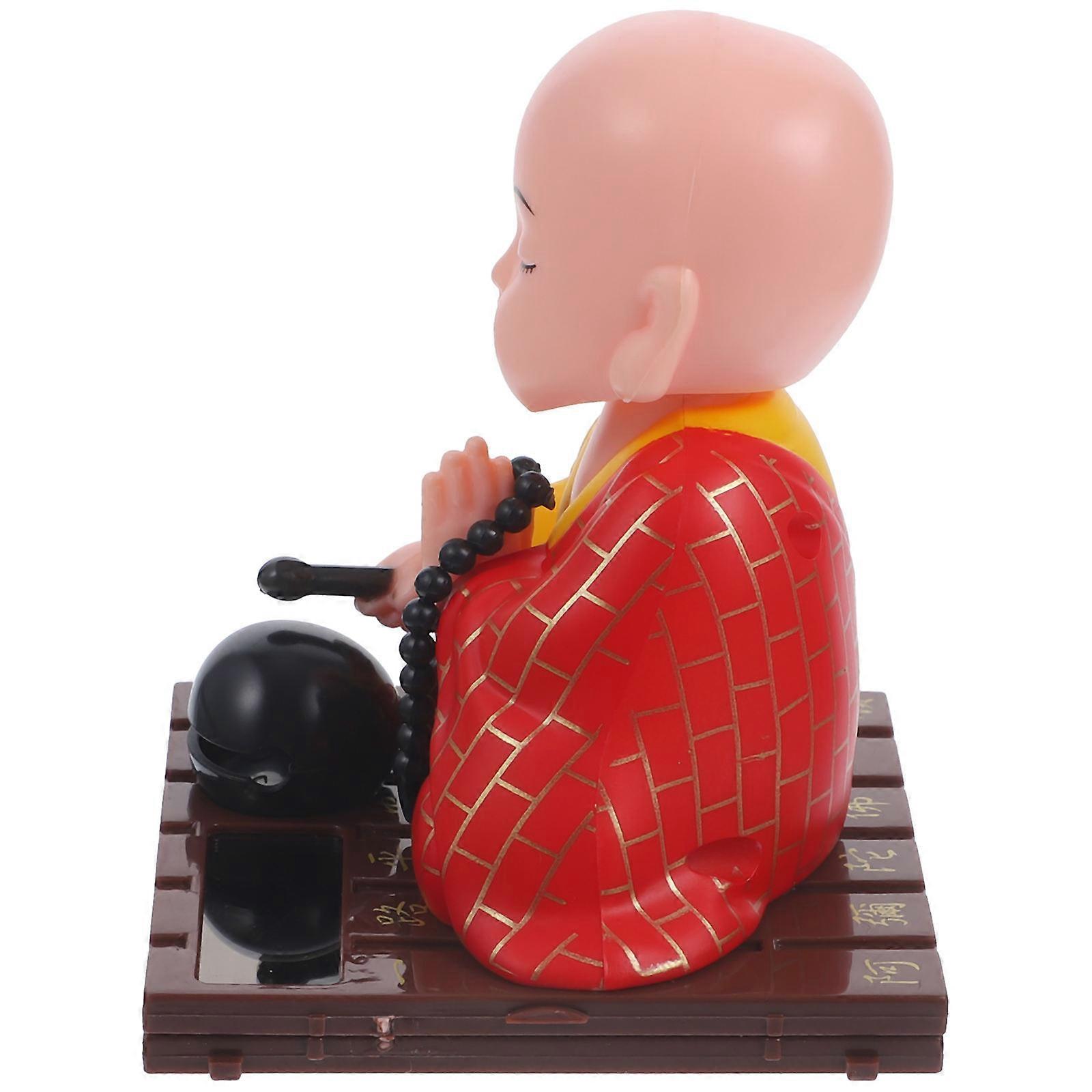 Cool Dashboard Decorations Solar Shaking Figure Traditional Buddhist Style Plastic Indoor Display 3.7×3×2.9in Solar Energy Conversion 1Pcs