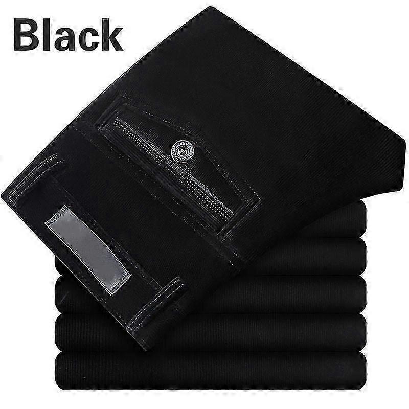 Män Manchester Cord Byxor Stretch Raka Byxor Casual Lös Hög Midja Retro Byxor