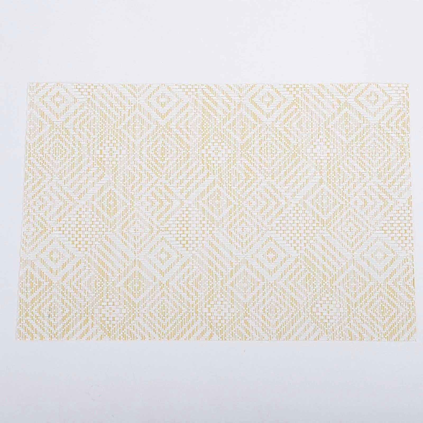 6Piece Washable Table Mats, Natural Square, PVC Placemats with Geometric Pattern, 45x30CM