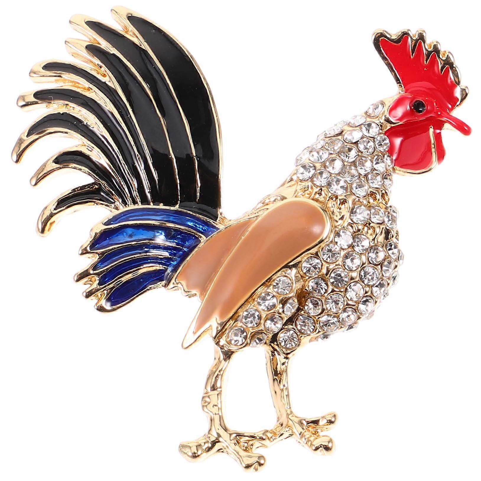 Rooster Brooch Zinc Alloy for Women Elegant Clothing Pin Colorful Chicken Design Accessory for Special Occasions