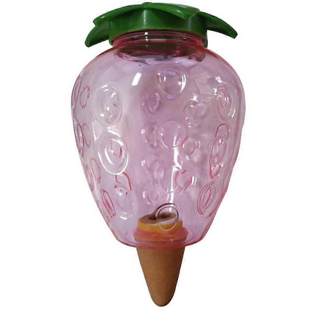 Pink Strawberry Shaped Self Watering Device for Potted Plants Made of Plastic Small and Light