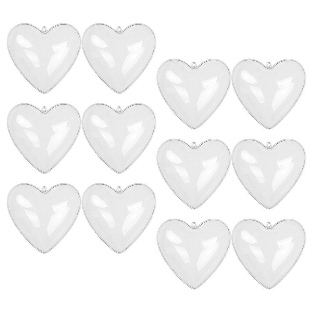 Fillable Heart Shaped Clear Baubles Wedding Party Decorative Item 10x10cm Plastic Hanging 12Pcs