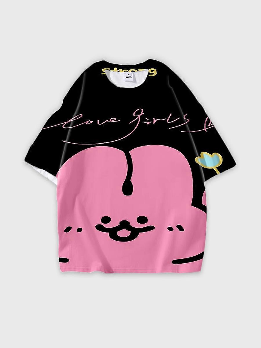 T-shirt round neck Pattern loose short sleeve C2966