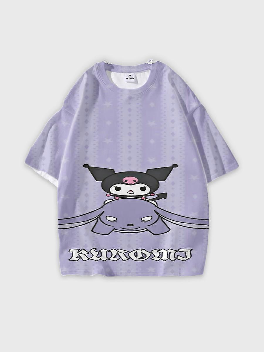 T-shirt round neck Cartoon Pattern loose short sleeve B80