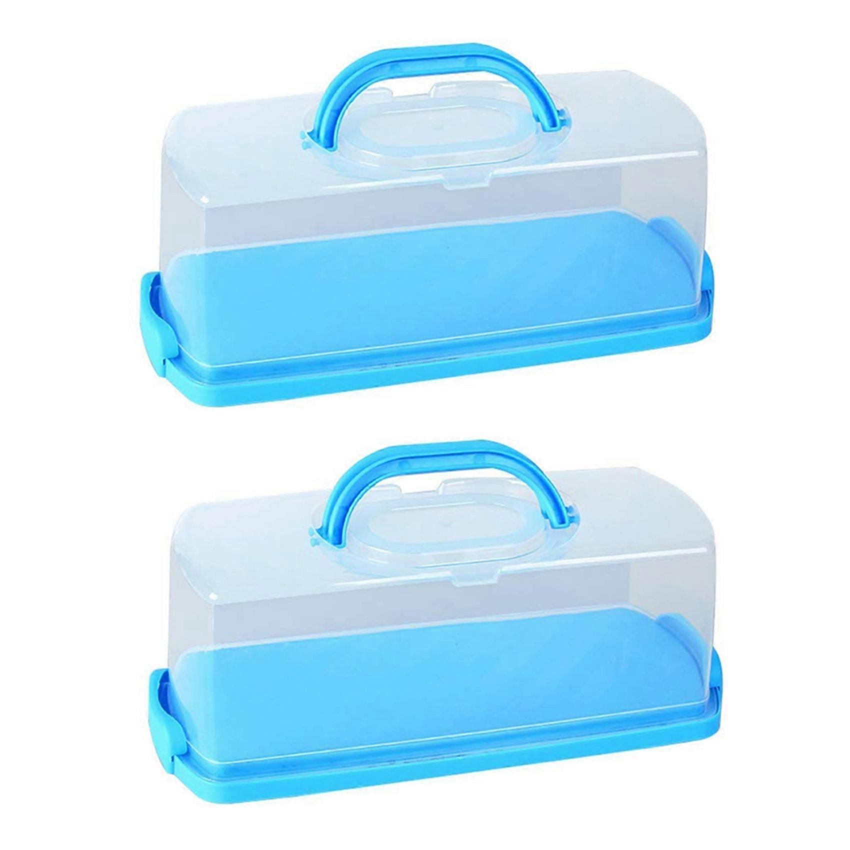2X Portable Bread Box with Handle Loaf Cake Container Plastic Rectangular Food Storage Keeper Carrie