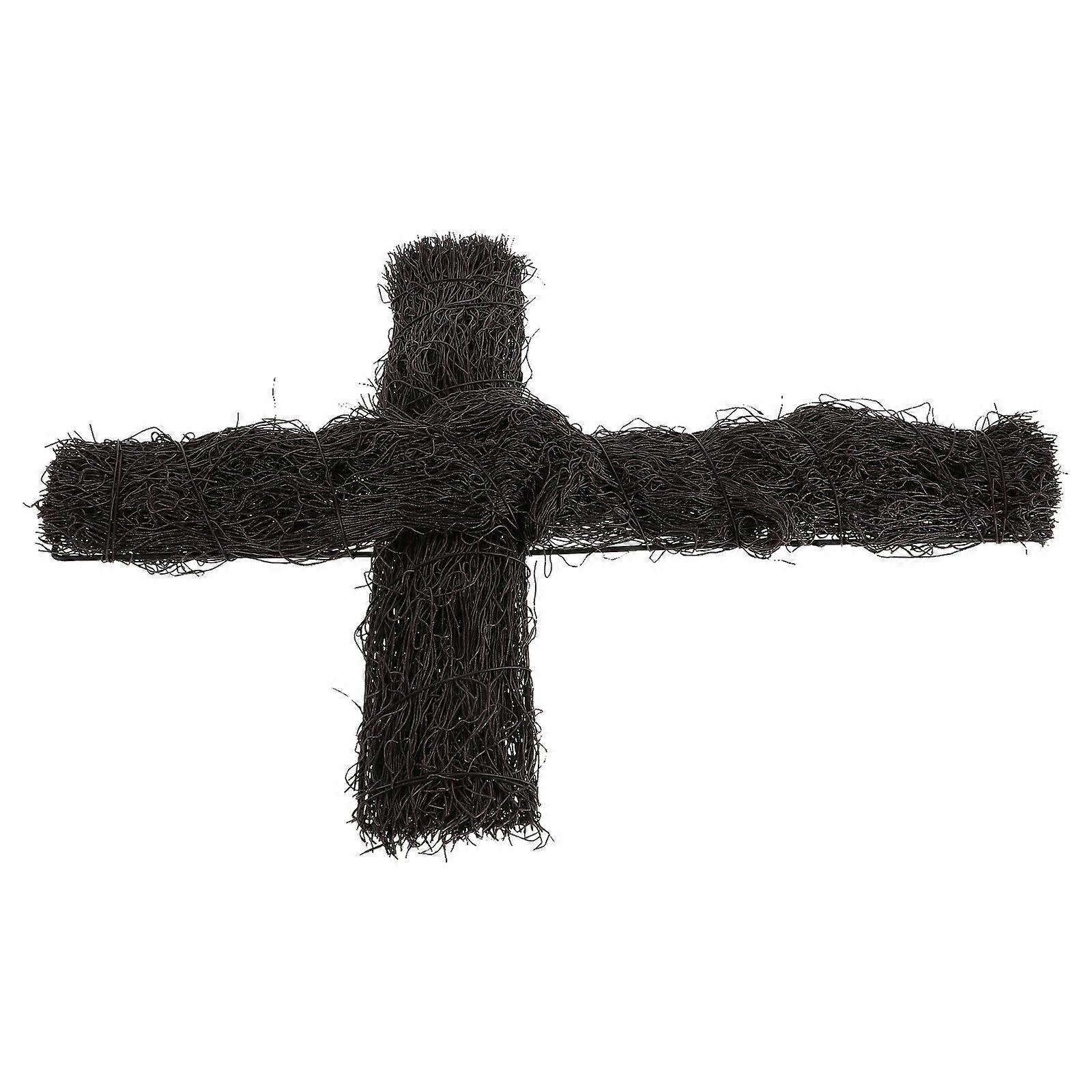 Rattan Cross Wreath Easter Theme Festive Atmosphere Outdoor Decoration Natural Look 41.00X31.00X2.50CM 3Pcs