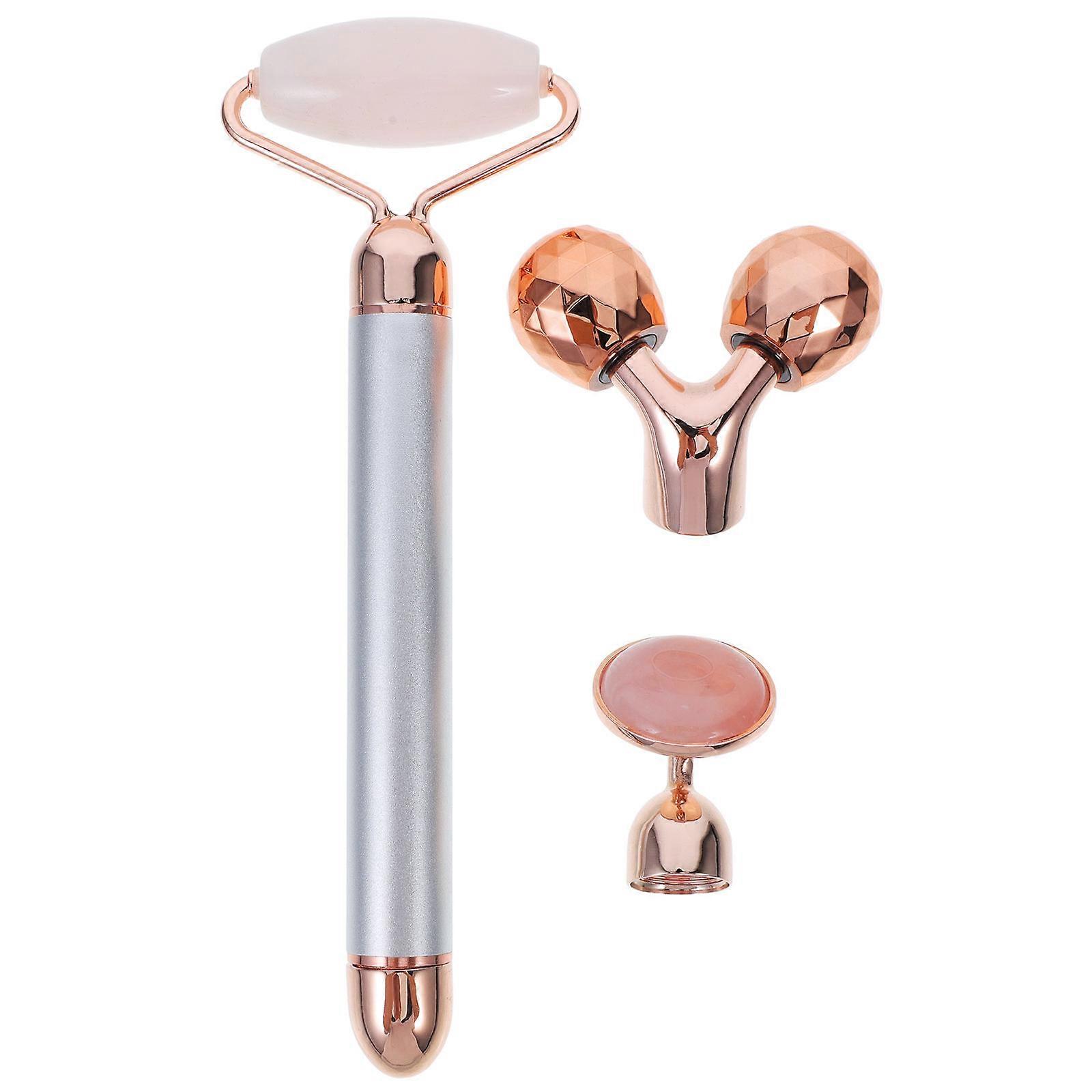 Natural Jade Crystal Roller Facial Massager 3-in-1 Design For Women 17x6cm Anti-aging 1 Set