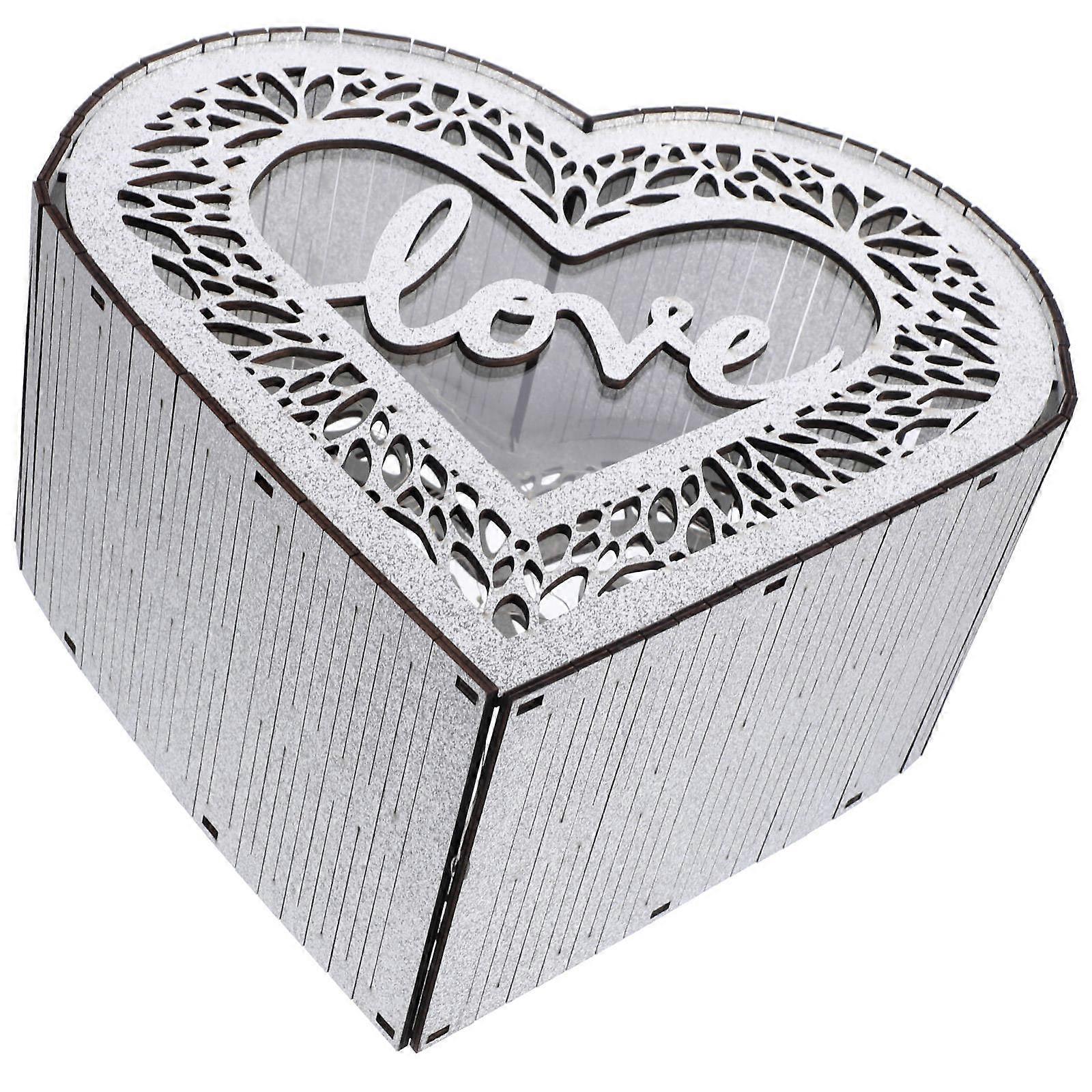 Wooden Card Box for Wedding Decor Dark Grey Rustic Style with Large Capacity 7x5 Inches