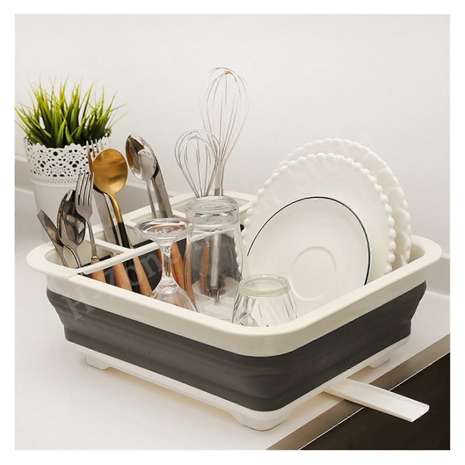 Camping Car, Foldable Dish Rack, Portable Dish Rack, TPR Bowl Sink Design, Suitable for Easy Storage in Motorhomes and Caravans