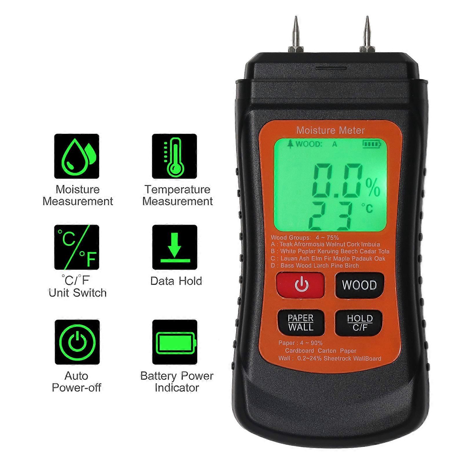 Wood Moisture Meter LCD Display Handheld Multifunctional Double Protection Moisture Tester for Industry 