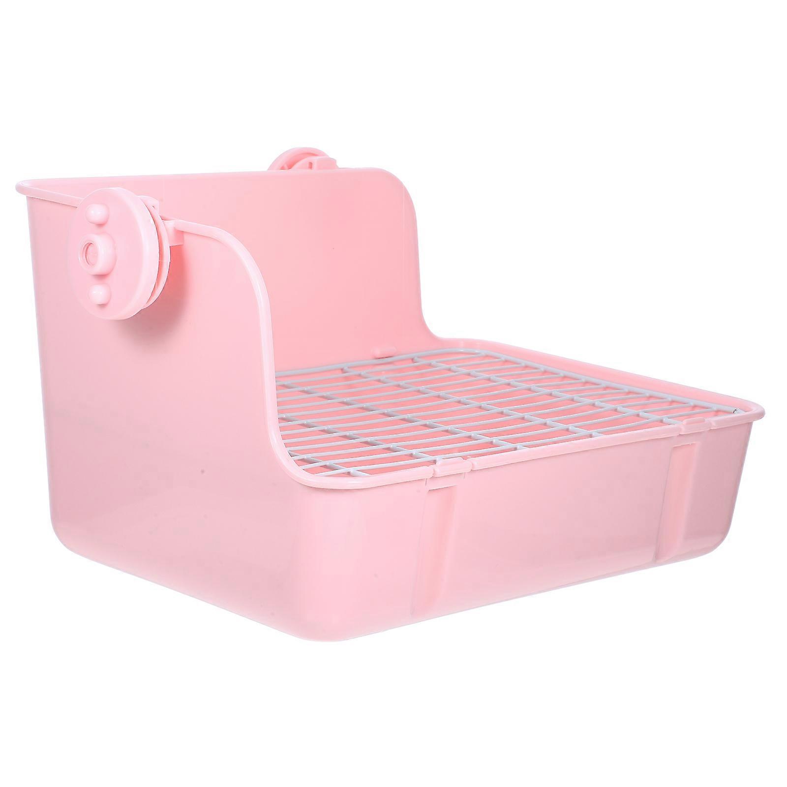 Plastic Household Rabbit Potty With Prevent Leakage Features For Easy Pet Access In Stylish Pink Design 1Pcs
