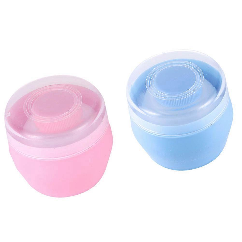 Convenient Baby Talcum Powder Puff Holder With Delicate Plush For Parents And Babies In 9X9X7.3Cm Size