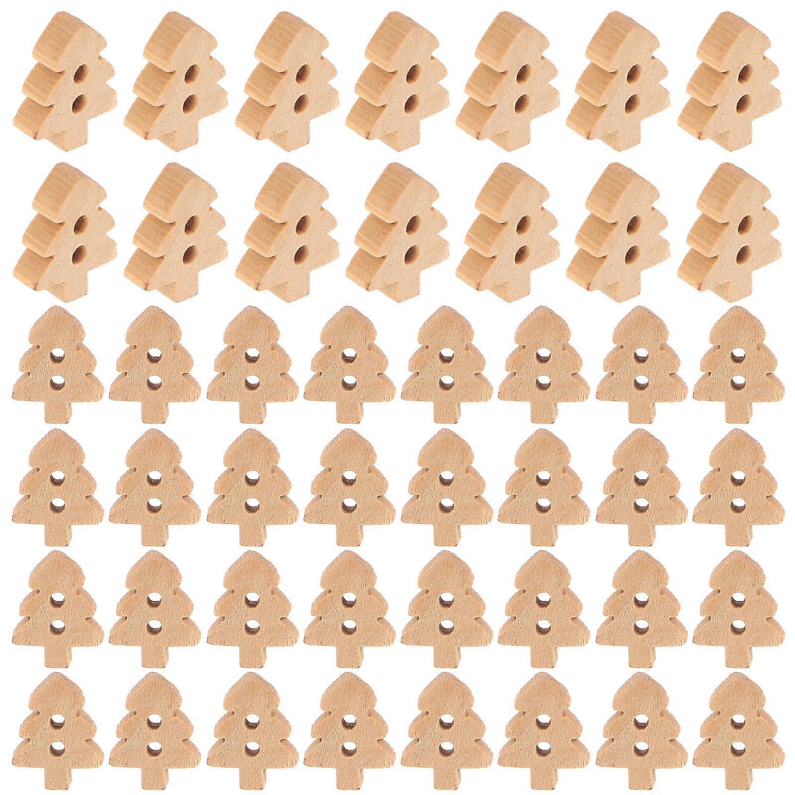 Xmas Tree Buttons Wooden Buttons for Clothing DIY 100Pcs Pack