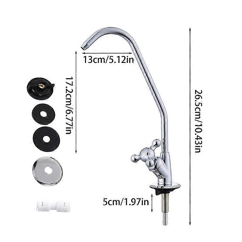 3 Heads Sink Faucet 1/4 Inch Quick Connect Reverse Osmosis Water Faucet Sprayer Stainless Steel Water Filter Home Supplies