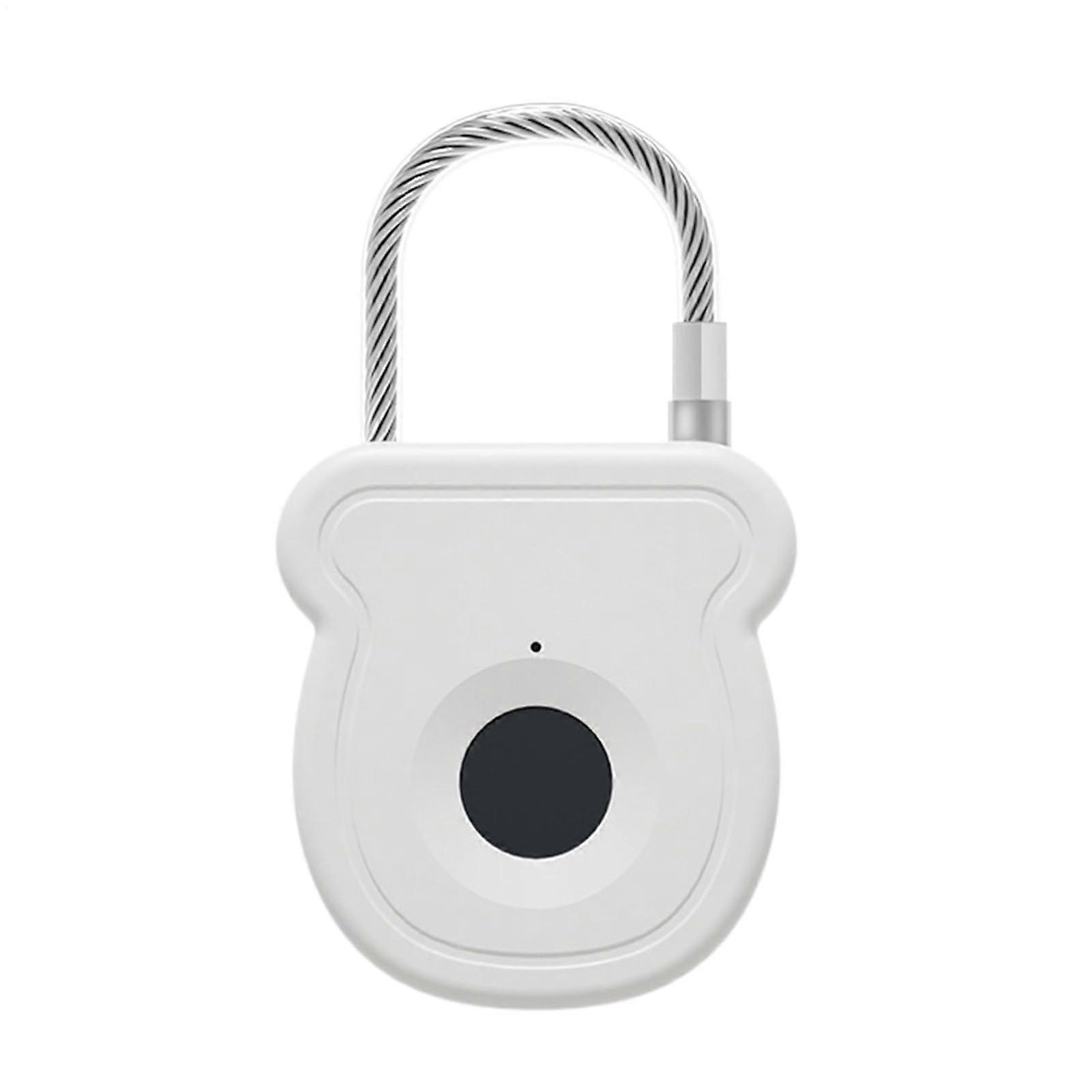 Fingerprint lock, keyless, 7.4x4.1x1.5cm, waterproof, rechargeable, biometric security.