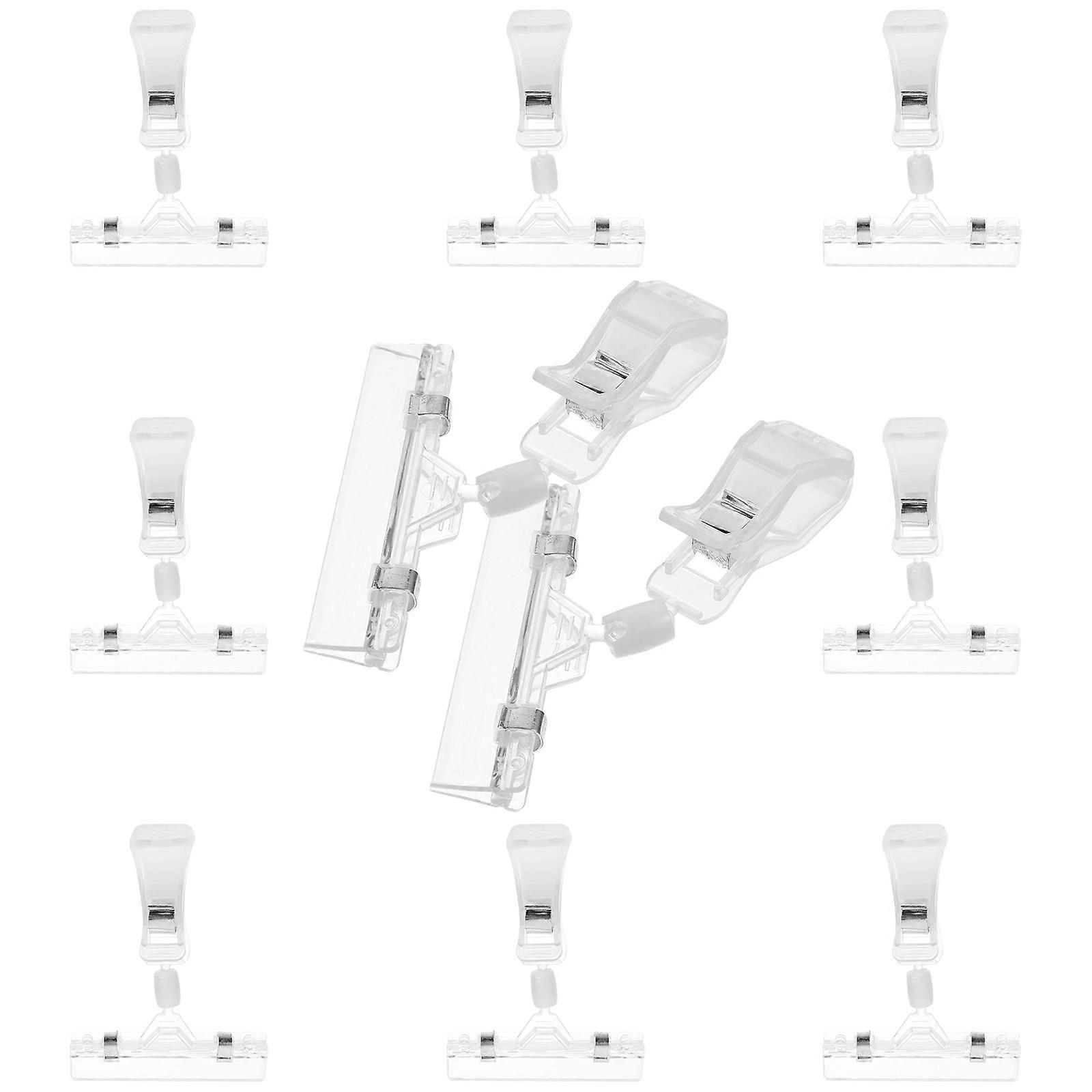 10 Pack Transparent Clip Sign Holders for Retail Store Display Adjustable Price Tags