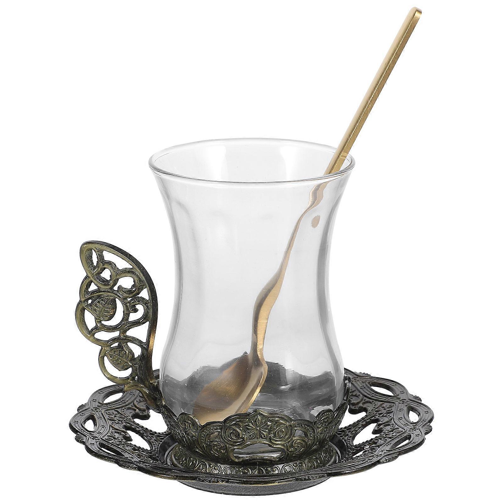 Sturdy Glass Tea Cups And Saucers Set For Coffee Drinkers And Tea Enthusiasts In Assorted Color Heat Resistant 1 Set