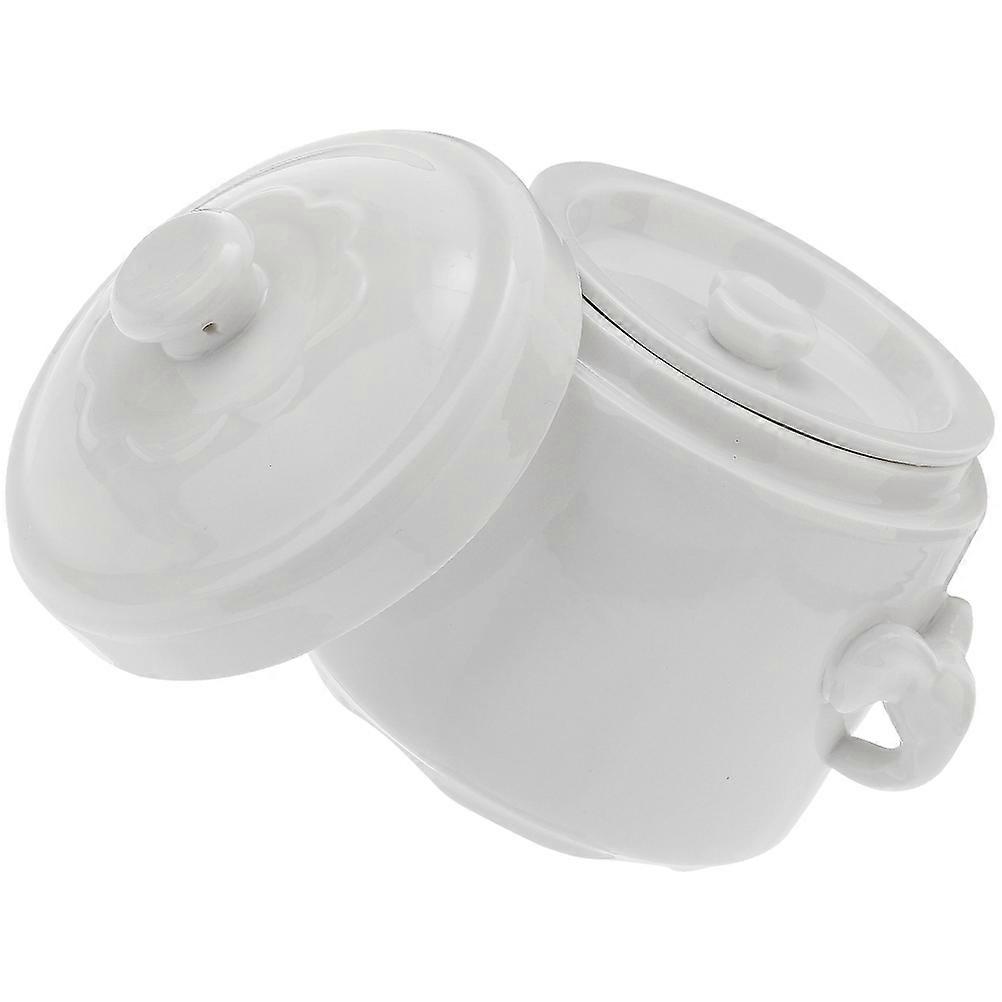 White Ceramic Soup Bowl with Lid for Storage Use Perfect for Stewing Soups and Desserts