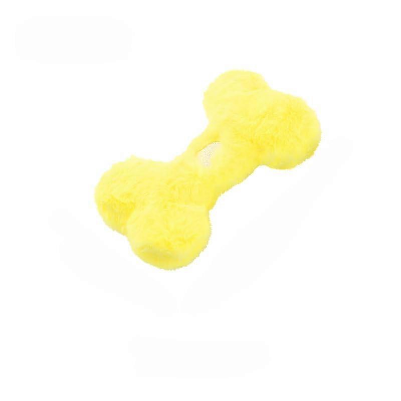 Plush boneshaped dog toy  Durable squeaky chew toy with PP cotton filling, soft and washable for interactive play (Yellow)