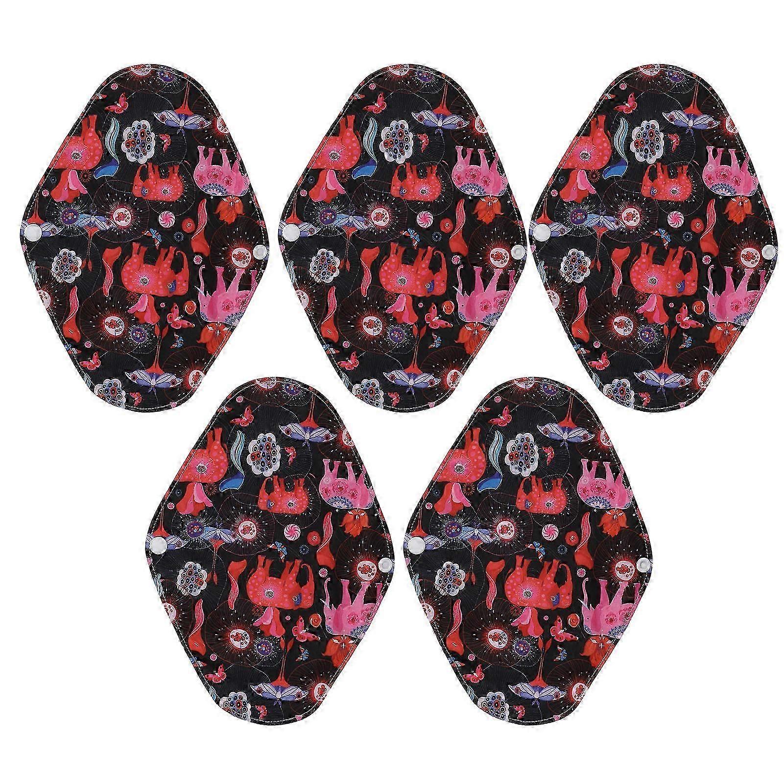 5Pcs Washable Sanitary Napkins Strong Absorption Waterproof Outer Layer Comfortable Cloth Reusable Menstrual Pad 18 X 25cm T02