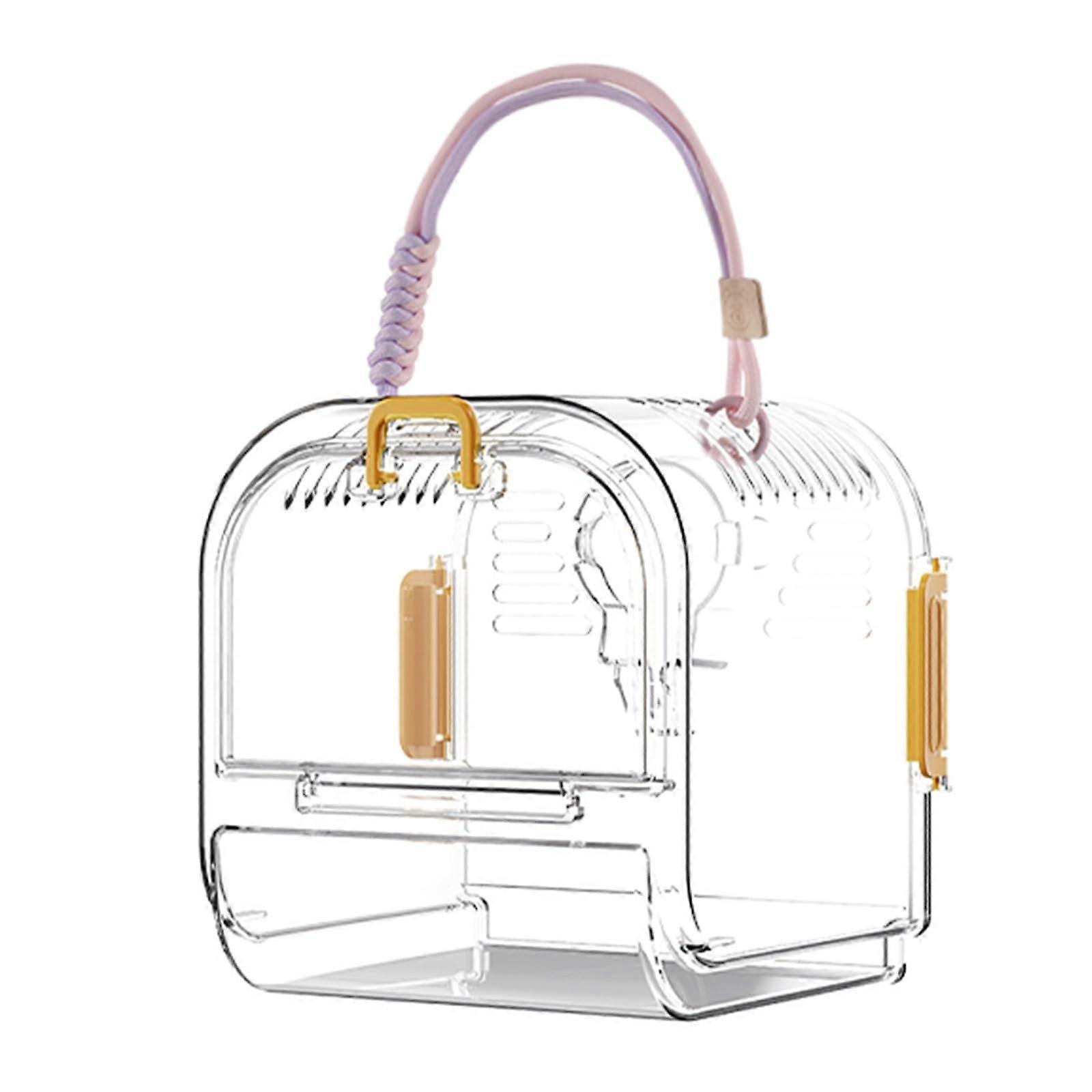 Bird Cage, Indoor Aviary for Small Pets, Mini Backpack Style, Breathable Design, Sturdy Bottom Net, Yellow Color