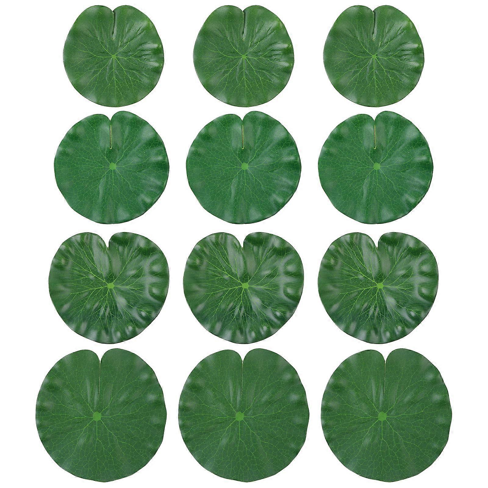 12 Pcs Lily Pads for Ponds,Artificial Water Lily Pads,Plastic Floating Foam Lotus Leaves,Foliage Pond Decor for Koi Fish Pool Patio Aquarium(4 Sizes)