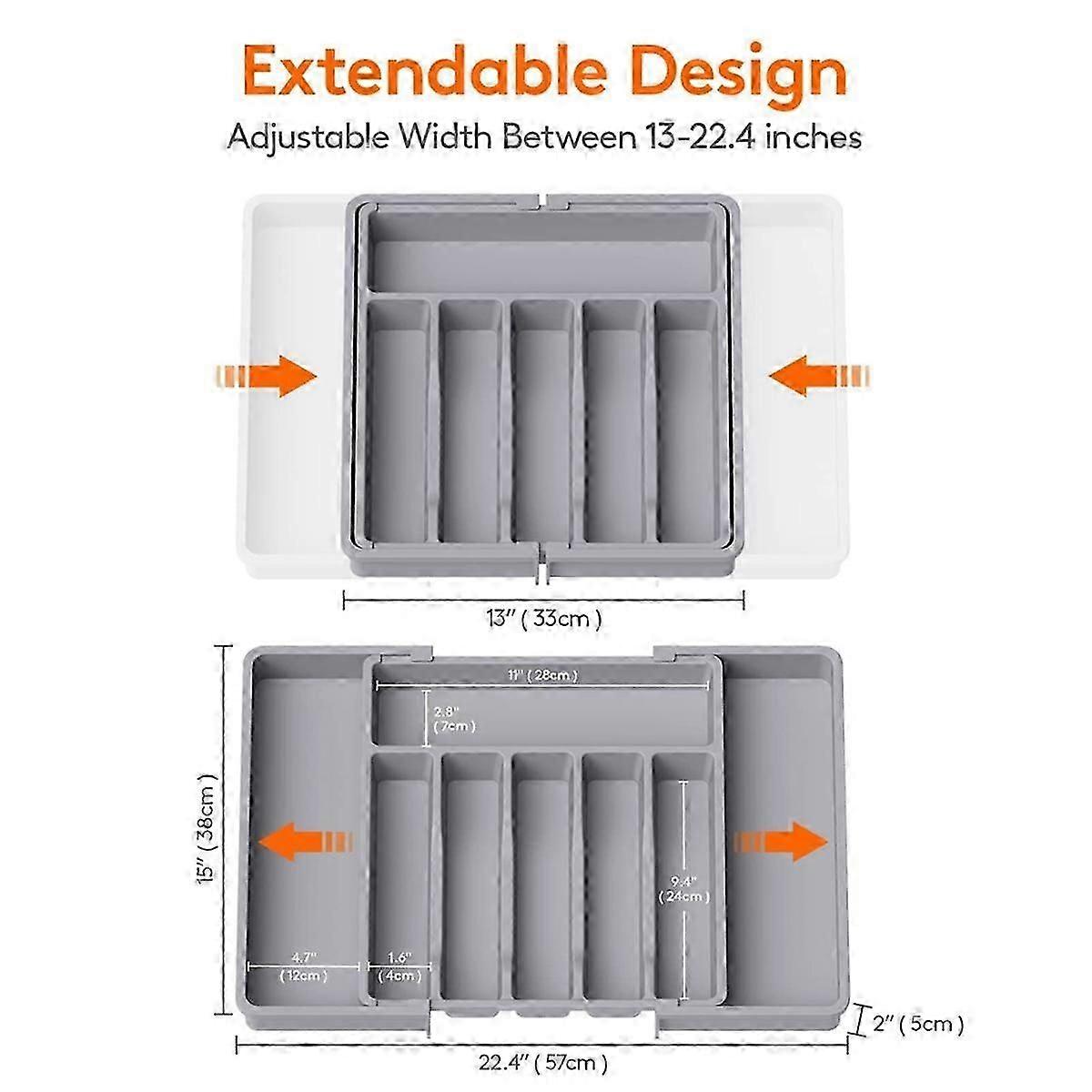 Cutlery Drawer Organiser Expandable Utensil Tray for Kitchen, Adjustable Silverware and Flatware Ho