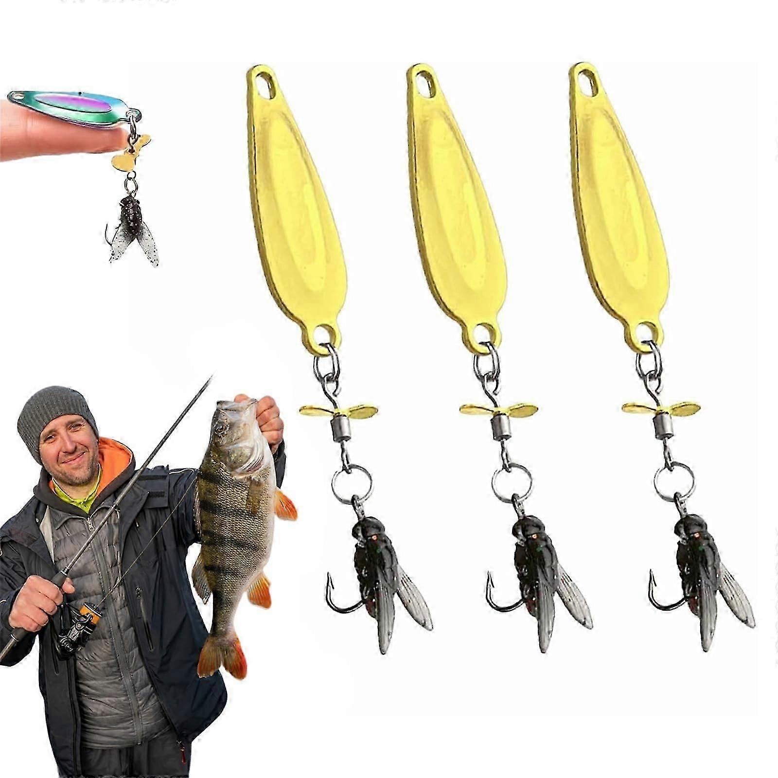 5Pcs Bionic Fliegenfischen Köder 2025 Neue Metall Propeller Fliegenfischen Köder, Salzwasser Süßwasser Fliegen Spinner Schwimmköder