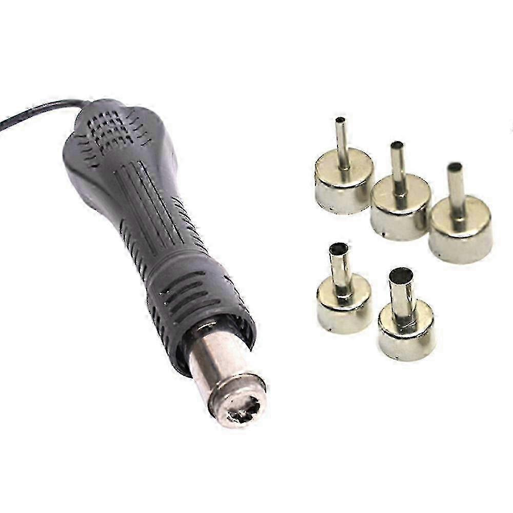 Hot Air Gun Desoldering Tool with 5 Nozzles for 858D 852 878 952 853 Solder Stations, 220V Compatible with Multiple Models