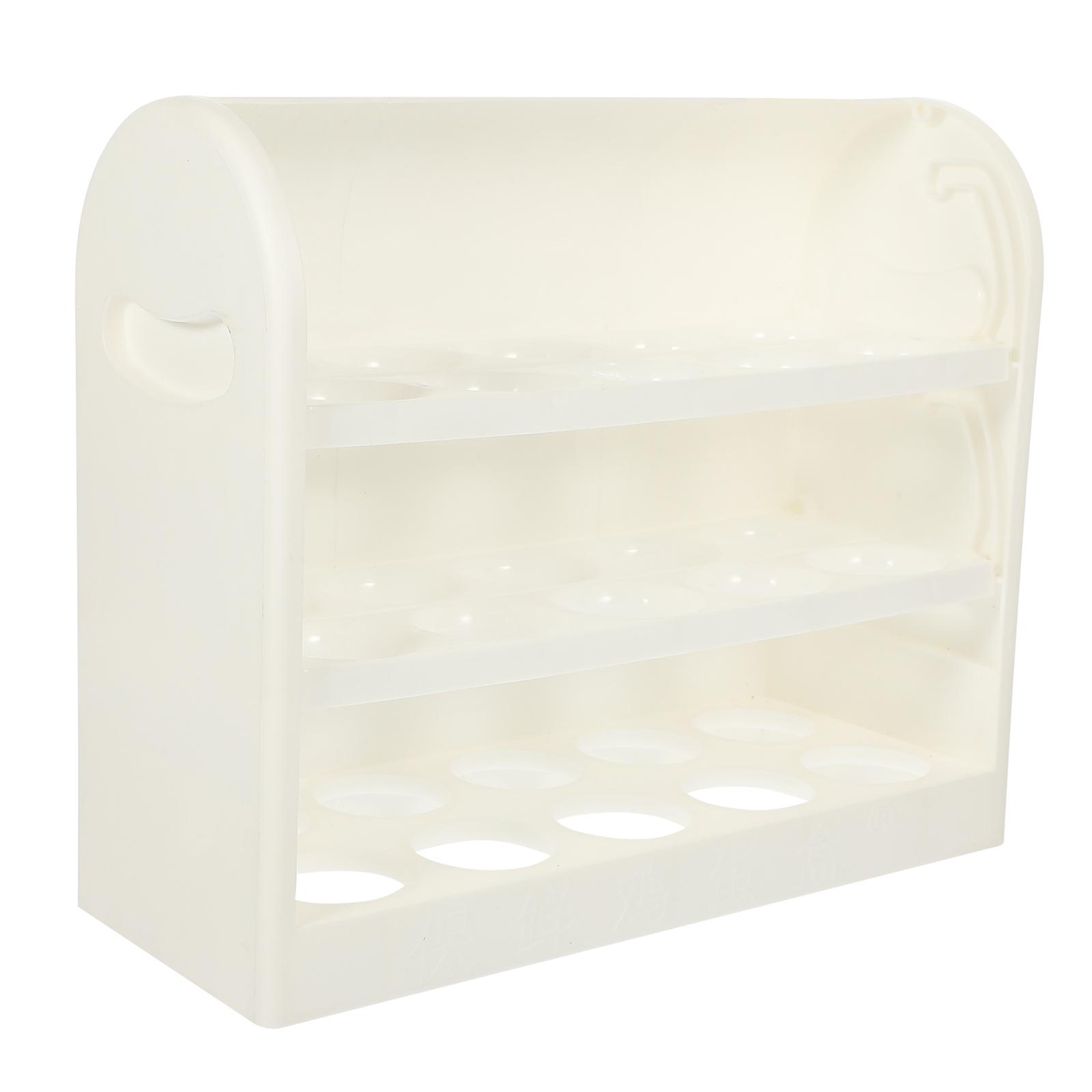 White Plastic Egg Holder Rack for Home Use with MultiLayers and Large Capacity 7.9 x 4.3 x 3.1 inches