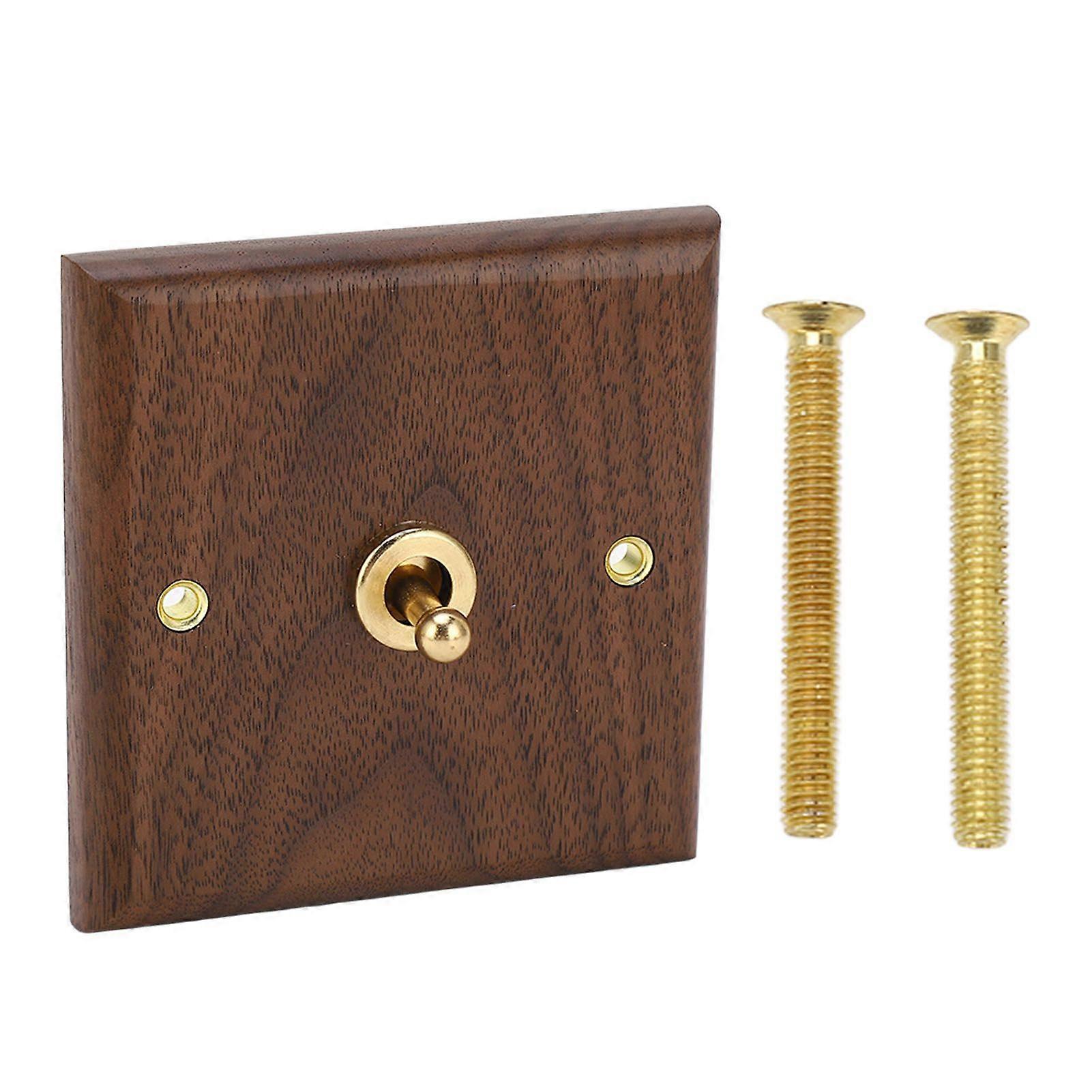 Antique Decoration Toggle Switch Retro Single Toggle Switch 250V with Hand Made Wood Walnut Wall Panel