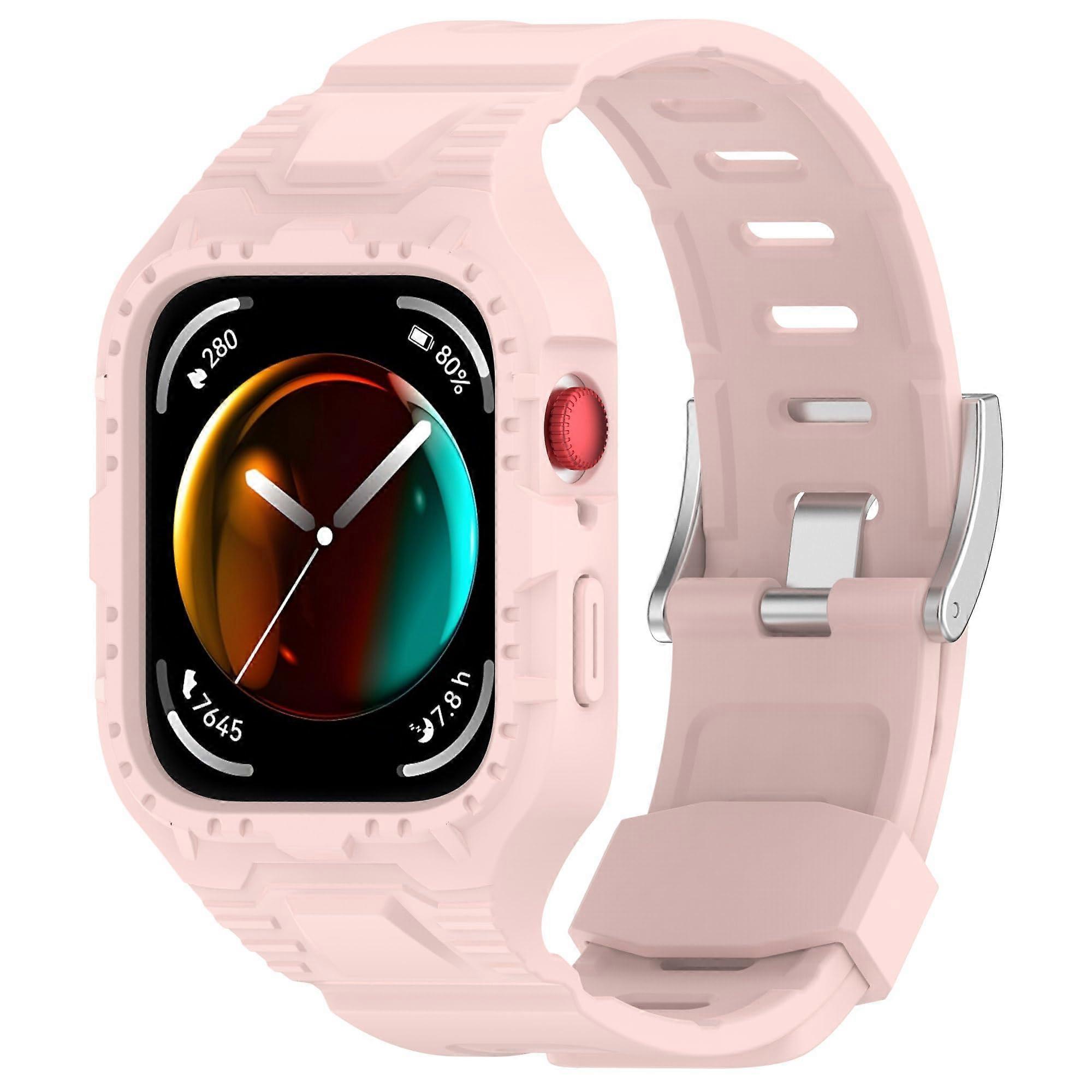 Huawei Watch Fit 3 Watch Band Silicone Strap Replacement With Protective Case, Compatible With Huawei Watch Fit 3, Pink
