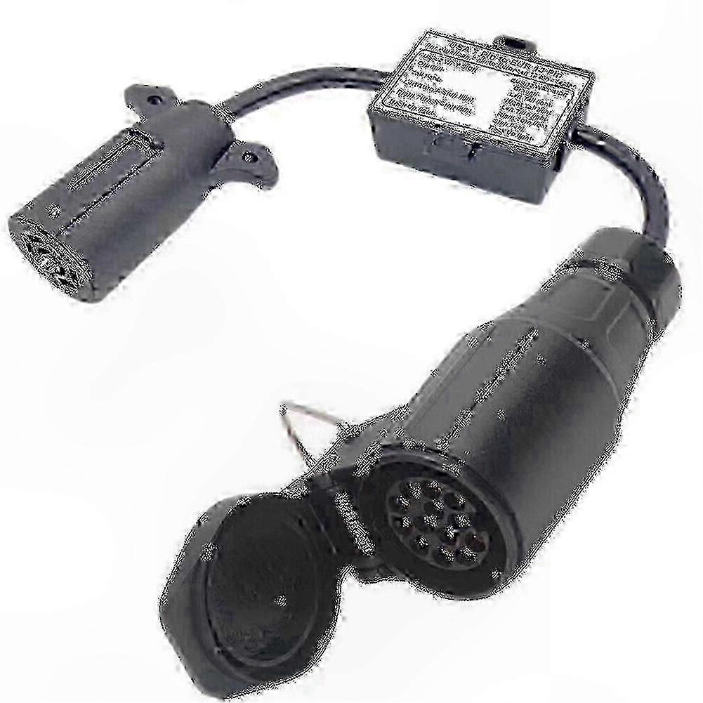 7-Way Flat to 13-Pin Round Trailer Light Adapter for EU and US Vehicles