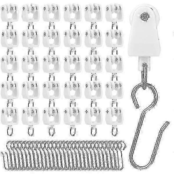 30 Pcs Curtain Track Hooks And Rollers With Gliders