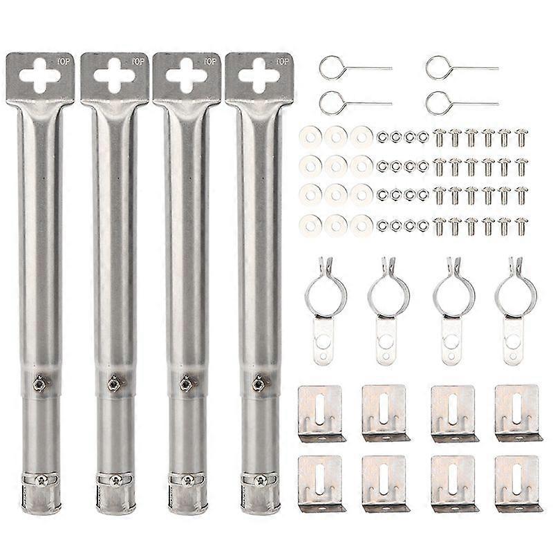 4Pcs Universal Adjustable Stainless Steel BBQ Gas Grill Replacement Straight Pipe Tube Barbecue Acc