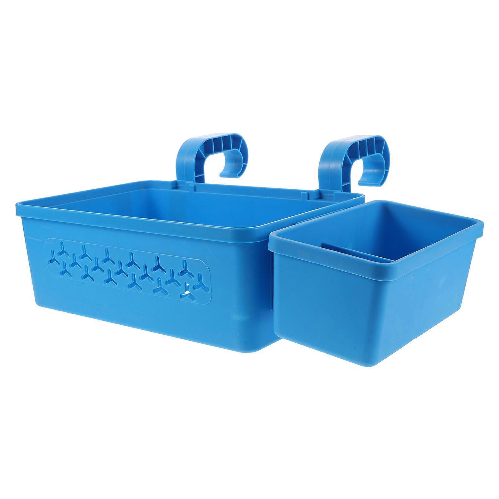 Blue Plastic Pool Side Hanging Storage Basket for Storing Towels and Swim Gear Enhances Kitchen Use 7.5 x 5.2 x 9.8 Inches