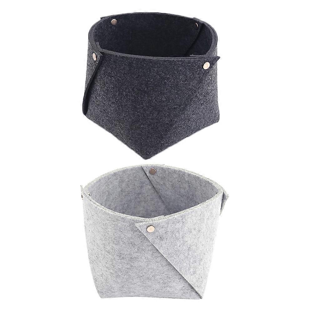 2Pcs Felt Storage Baskets Foldable Organizer for Bedside Items and Notepaper