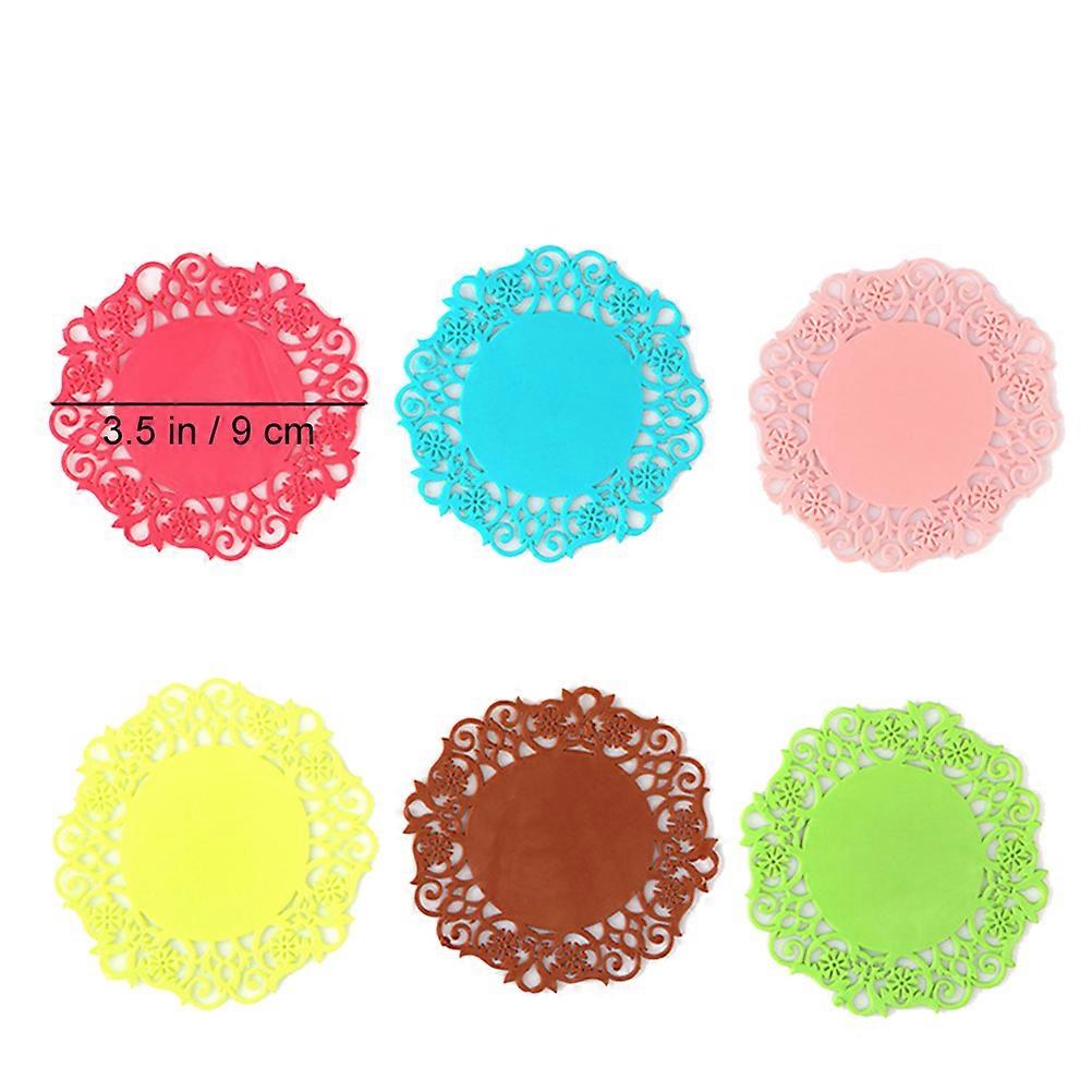 Silicone Coupe Sous-verres Dentelle Fleur Style Pour Coupe 5Pcs Tapis Résistant