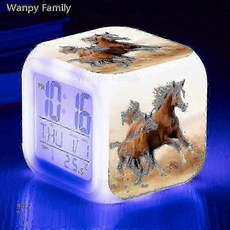 2024new Galloping Horses Alarm Clocks 7 Color Multifunction Luminous Electronic Alarm Clocks For Kid 2025