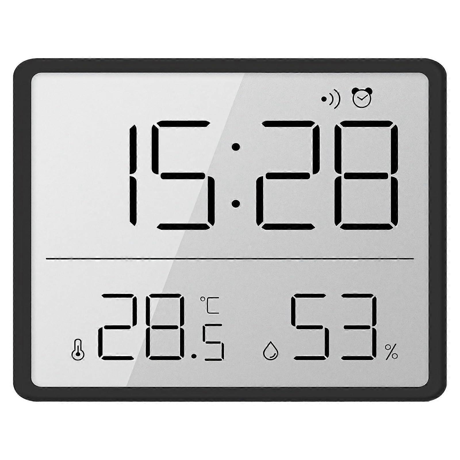 Portable BatteryPowered Temperature And Humidity Monitor With LCD Display, Compact UltraThin Digital Wall Clock, Alarm