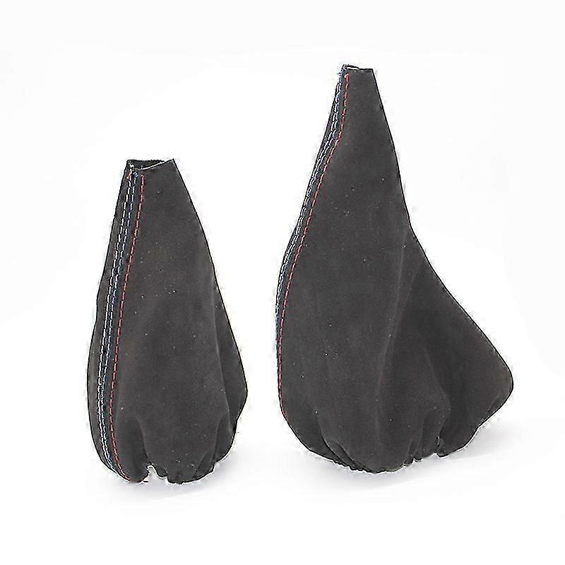 Car Gear Shift Collars Manual Handbrake Gaiter Boot Cover for - 3 Series E36 E46 E30 E34 M3 Z3 Black Suede Leather