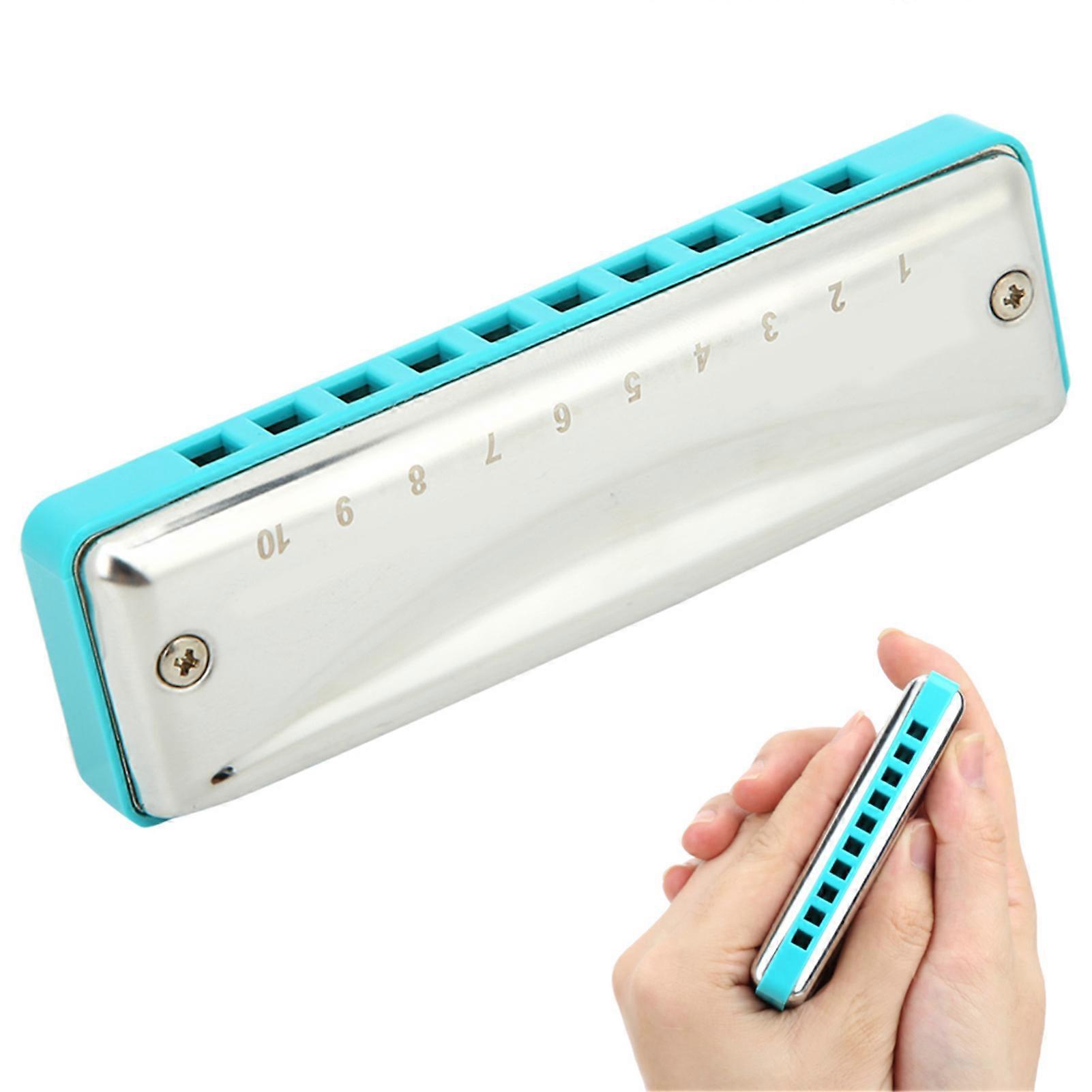 Bendeis HARP 10-Hole Blues Harmonica E Key 103x30x20mm Blue