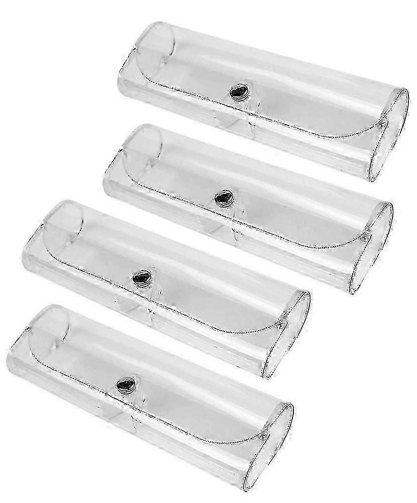 4 Pack Transparent PVC Eye Glasses Case Hard Boxes Spectacle Cases, Clear Reading Glasses Cases, Snap-Button Closure Holder--F