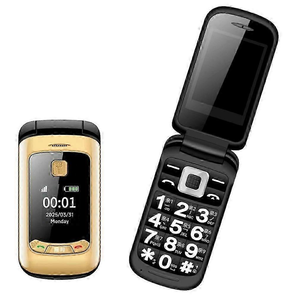 G660 Dual Screen Flip Phone Large Keypad Long Battery Life SOS FM Radio MP3 Player 2G Phone