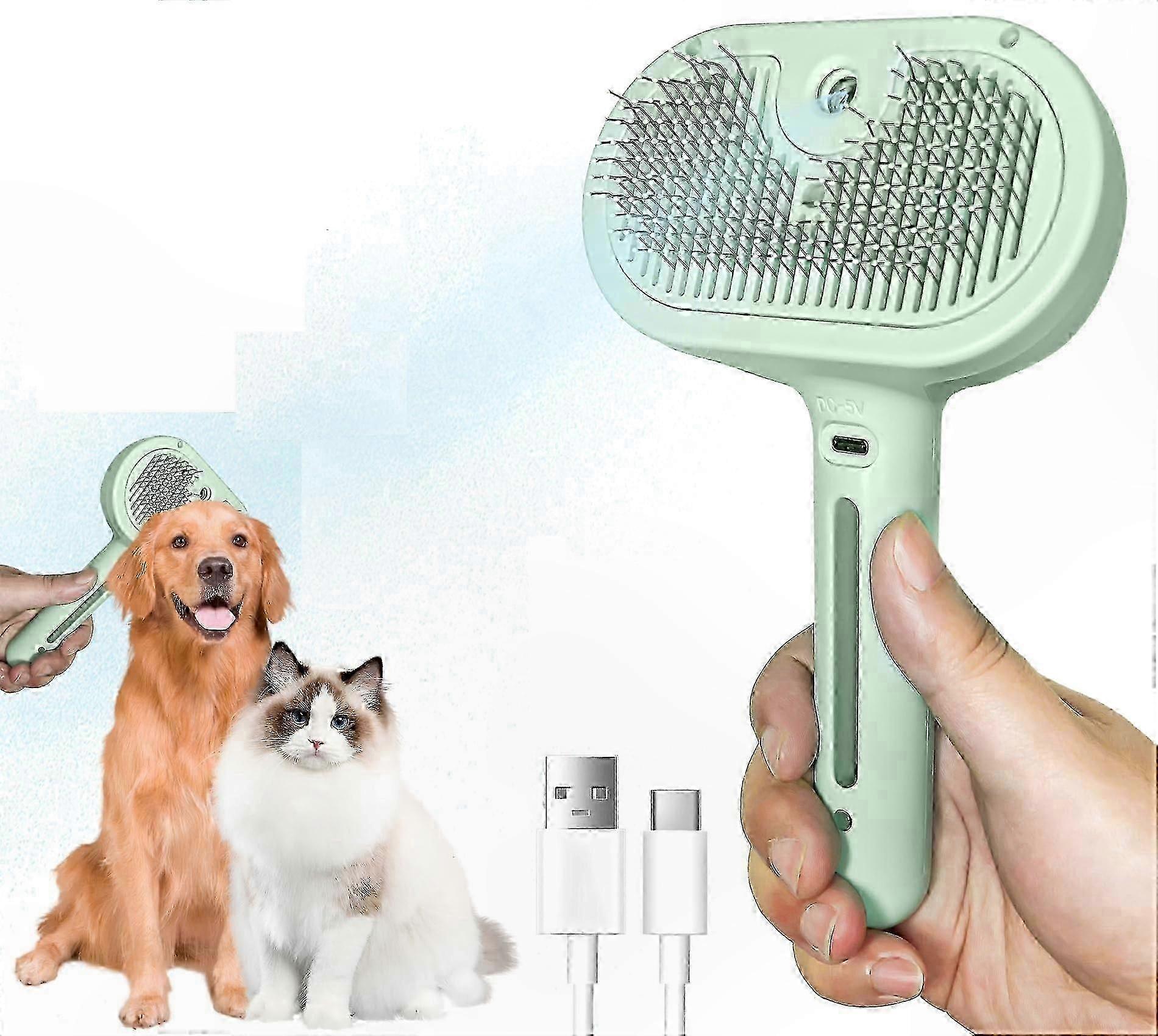Pet Grooming Tool with Steam and Spray Function, Portable Detangling Brush for Shedding Control and Fur Massage Comb
